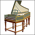 Harpsichord for hire, view from aside